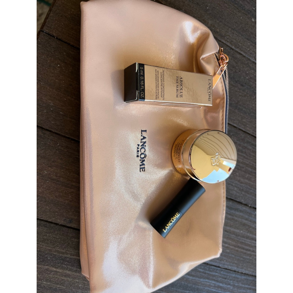 Lancôme Cosmetic Bag with mini Lipstick, Absolue Serum and Soft Crème